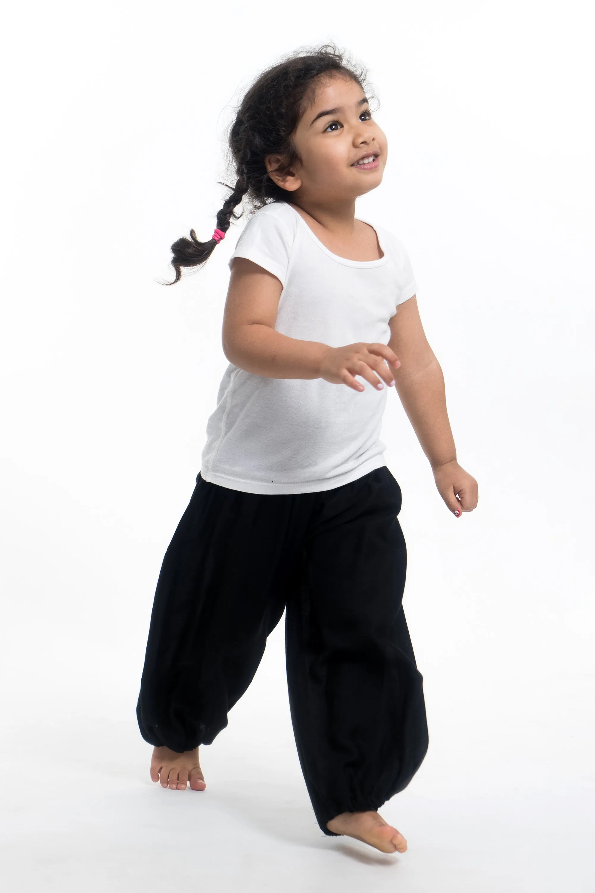 Solid Color Kids Harem Pants in Black