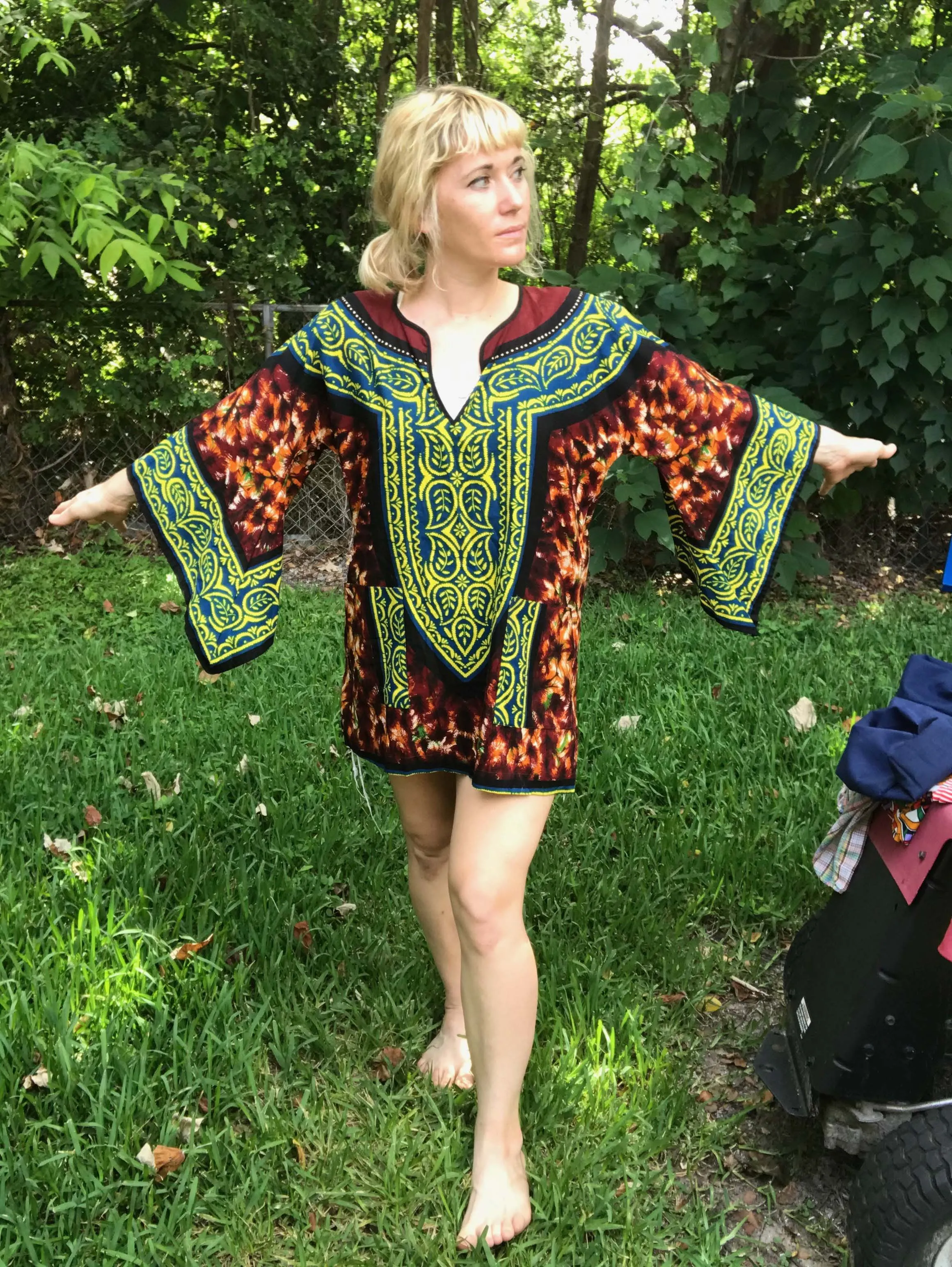 Vintage 70s | African Hippie Boho Festival Tunic Kaftan Dashiki Shirt Top Blouse