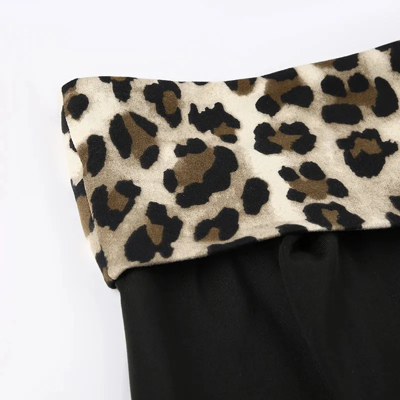 Vintage Off-Shoulder Leopard Patchwork Top