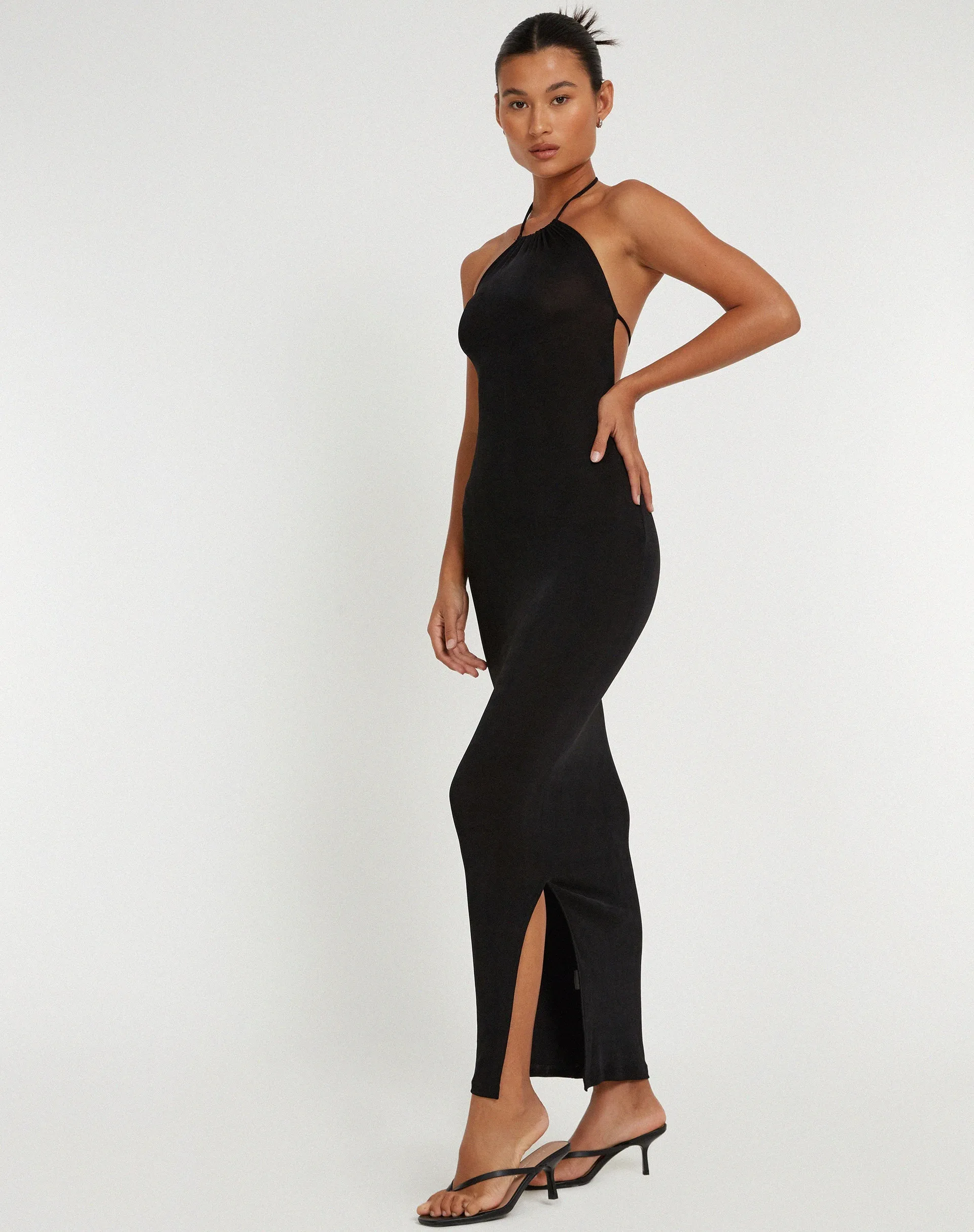 Virnilia Halterneck Maxi Dress in Black