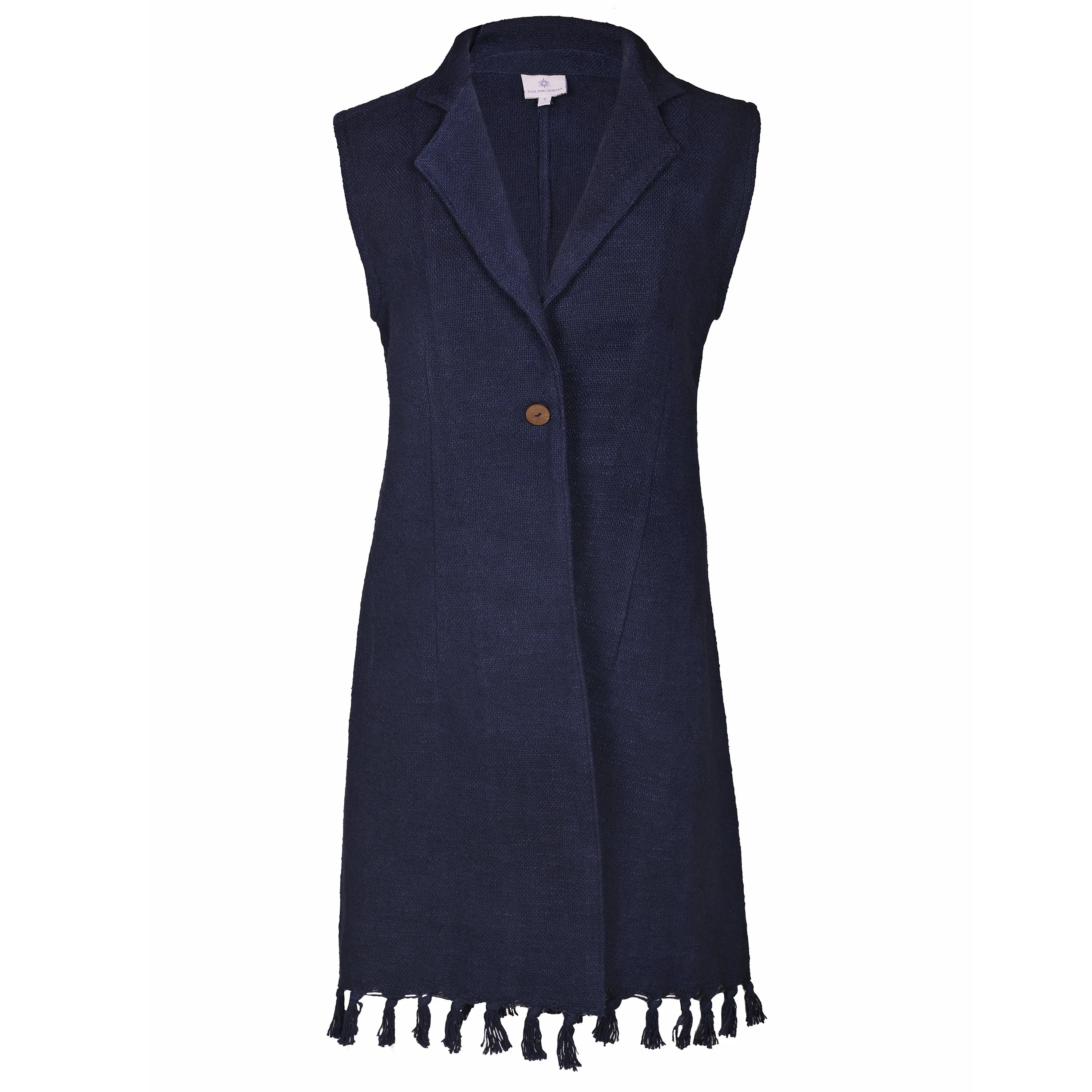 Wild West Navy Blue Fringed Vest