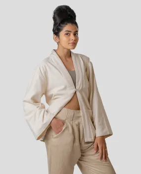 Women’s Ivory Handspun Cotton Kimono