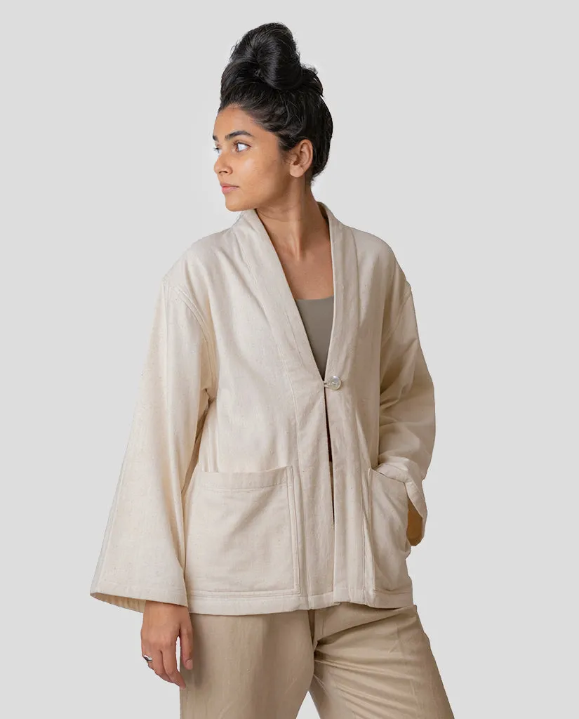 Women’s Ivory Handspun Cotton Kimono