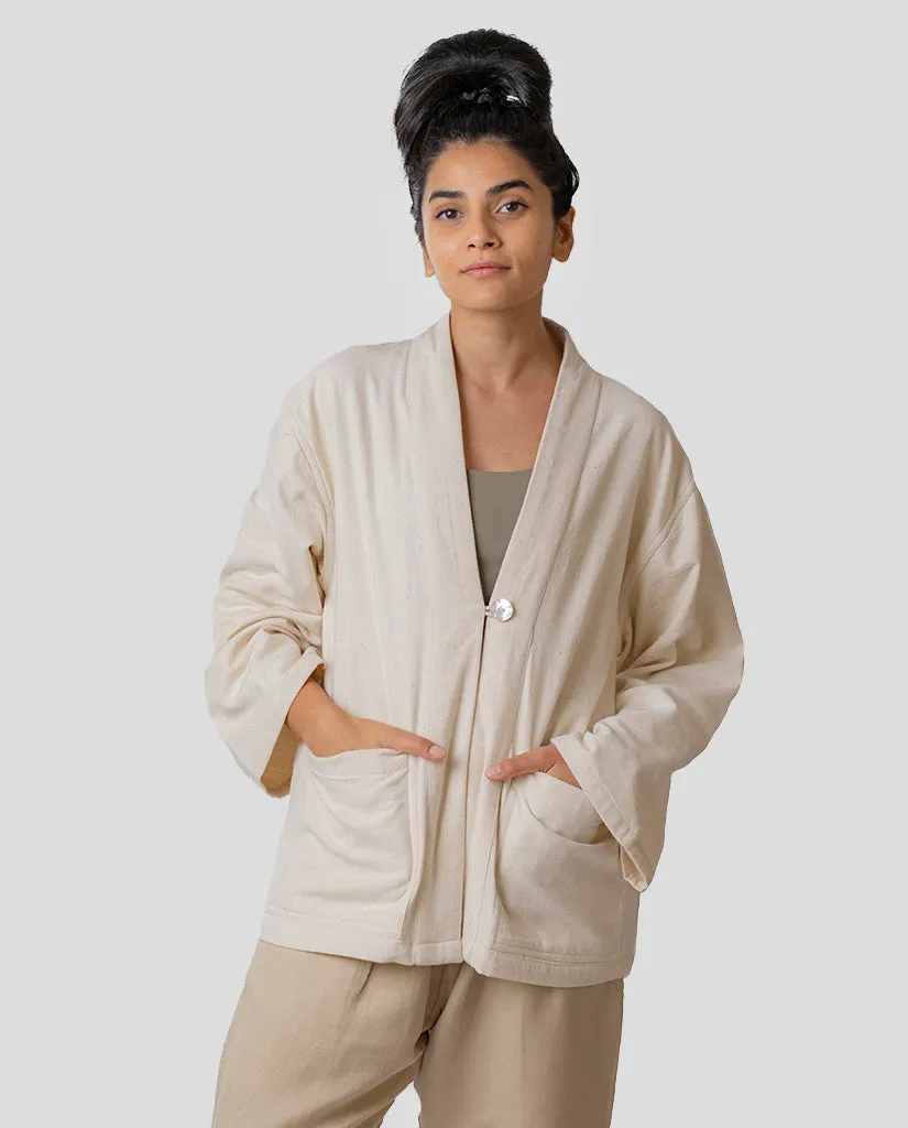 Women’s Ivory Handspun Cotton Kimono