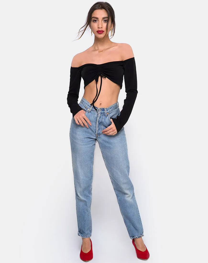 Zalea Off The Shoulder Crop in Black